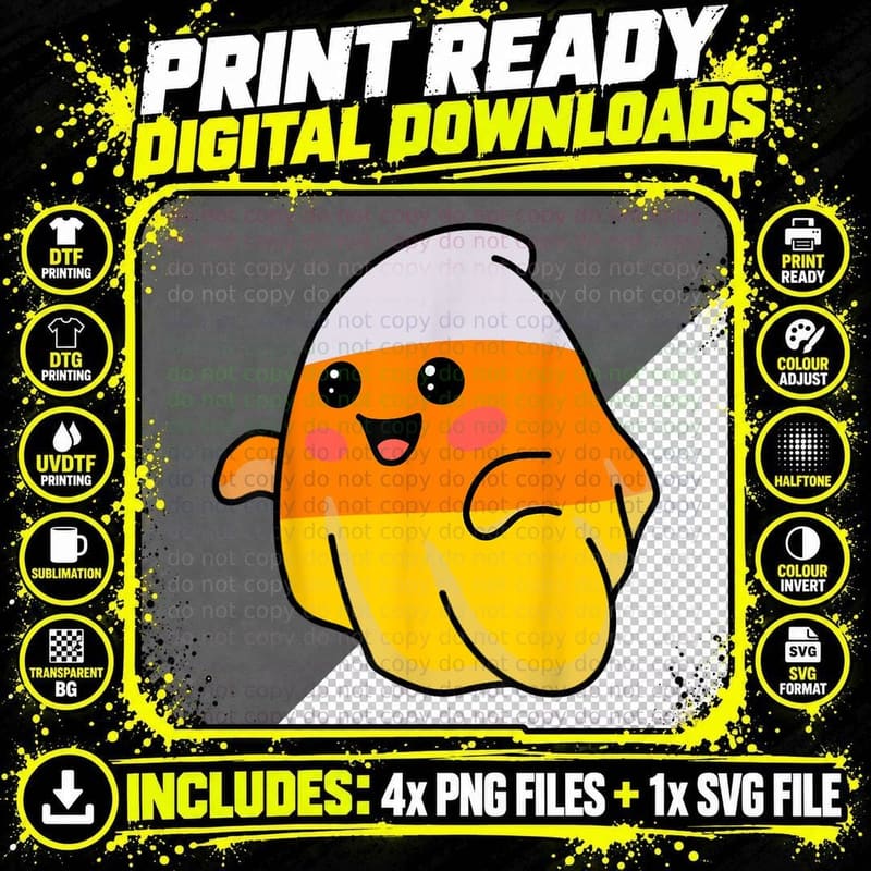 Candy Corn Ghost Costume Funny Lazy Halloween Cute Png SVG Digital Bundle