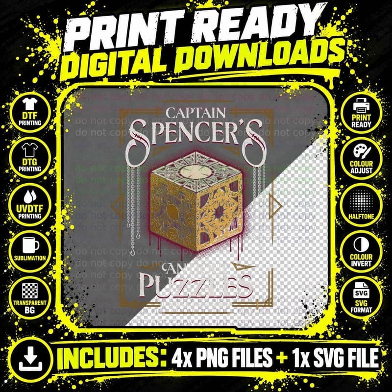 Captain Spencer's Antique Puzzles - Horror Puzzle Box Png SVG Digital Bundle