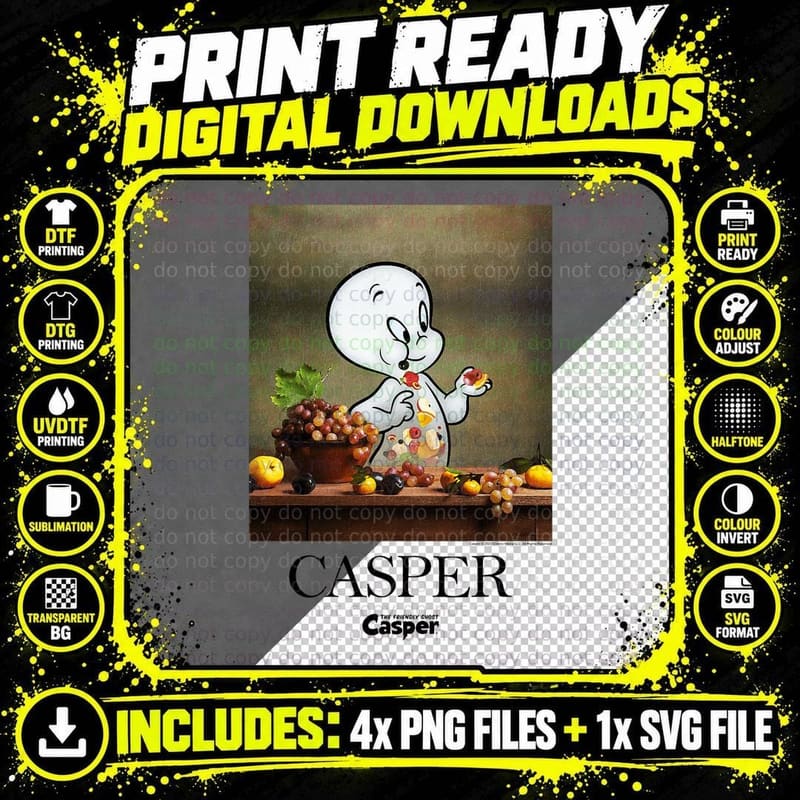 Casper the Friendly Ghost Hungry Painting T-Shirt Png SVG Digital Bundle