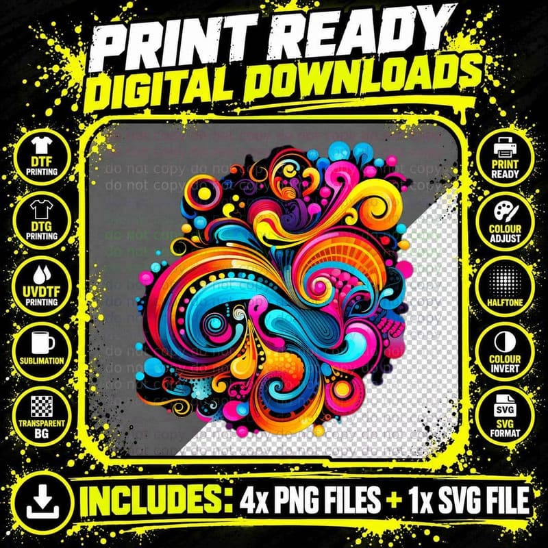 Colorful Abstract Halloween T-Shirt for Men Women T-Shirt Png SVG Digital Bundle