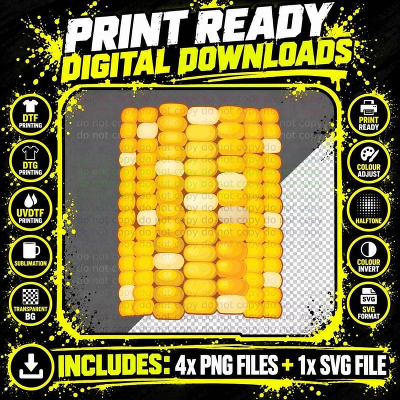 Corn Costume Halloween Cool Food Dress-Up Gift T-Shirt Png SVG Digital Bundle