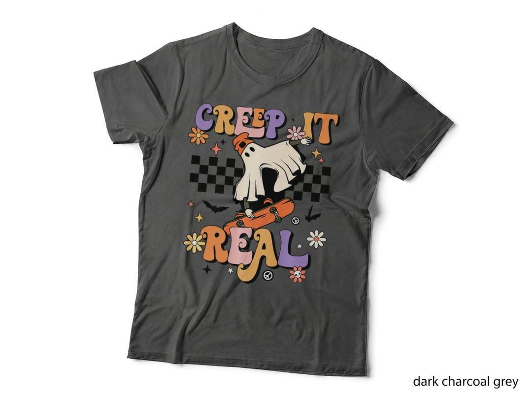 Creep It Real Retro Halloween Party Cute Funny Ghost Pumpkin T-Shirt