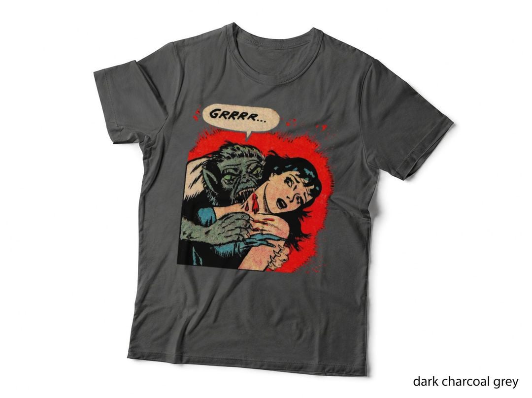 Creepy Horror Movie Monster Comic Vintage Halloween Werewolf T-Shirt