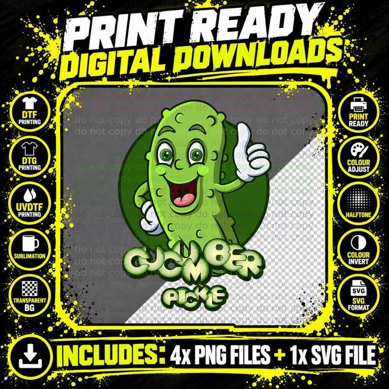 Cucumber Pickle Veggie Funny Halloween DIY Costume Party Png SVG Digital Bundle