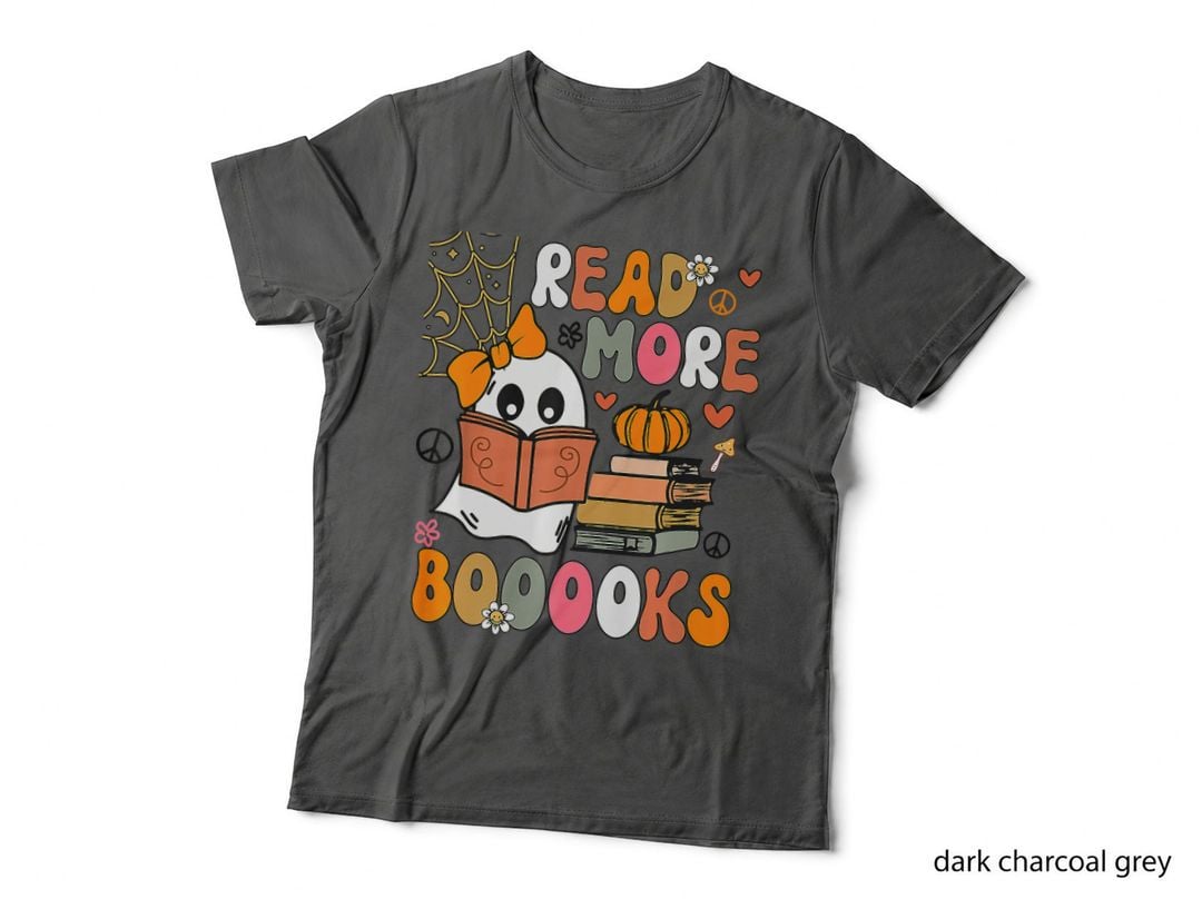 Cute Booooks Ghost Read More Books Funny Halloween Teacher T-Shirt
