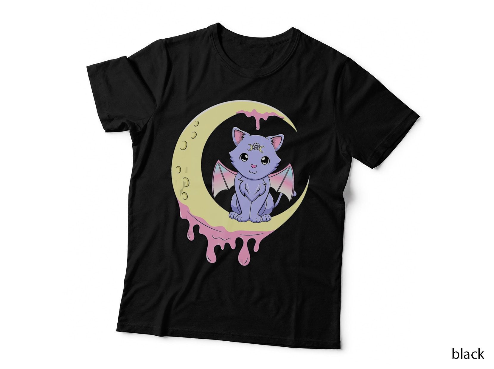 Cute Creepy Pastel Goth Kawaii Cat Moon Men Women Cat Lover, Fun Gift T-Shirt