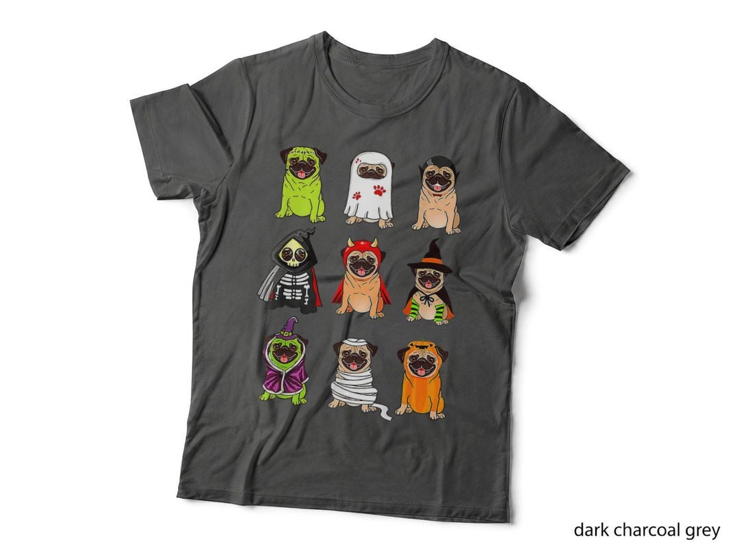 Cute Pug Dog Witch Ghost Boo Pumpkin Halloween Spooky Season T-Shirt