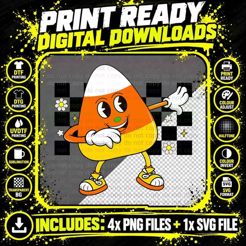 Cute Retro Halloween Pumpkin Dabbing Candy Corn Kids Png SVG Digital Bundle