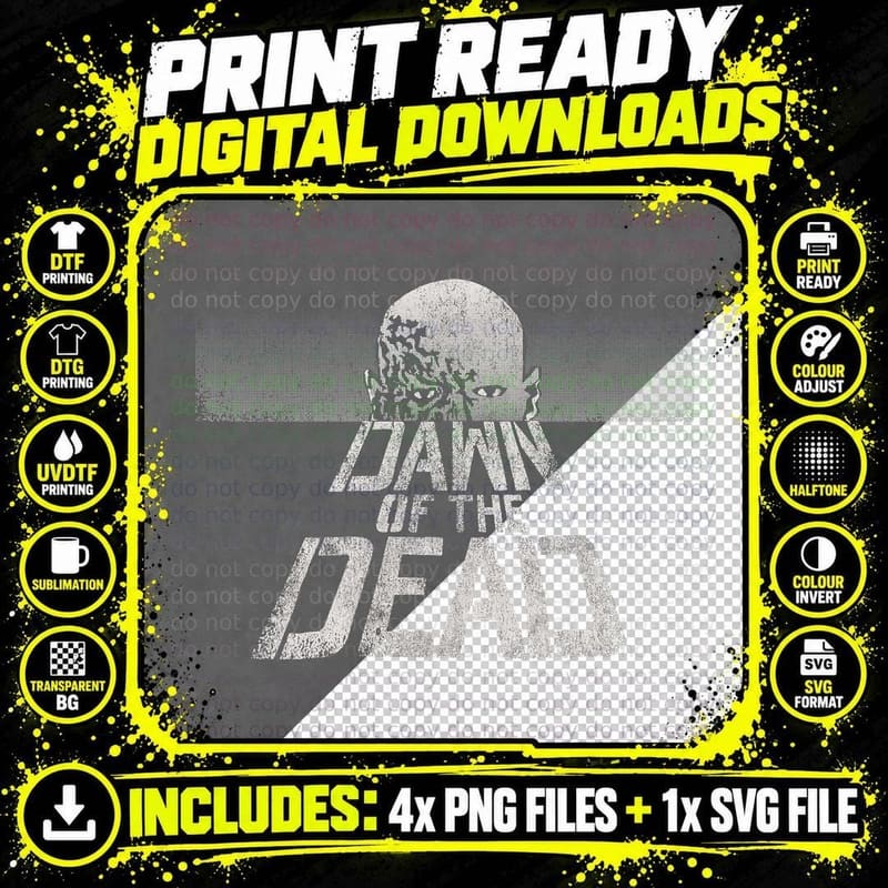 Dawn of the Dead T-Shirt, Horror Movie Fan Png SVG Digital Bundle
