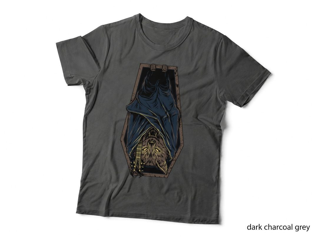 Death Metal Vampire Bat Cat Guitar Graphic Gift T-Shirt