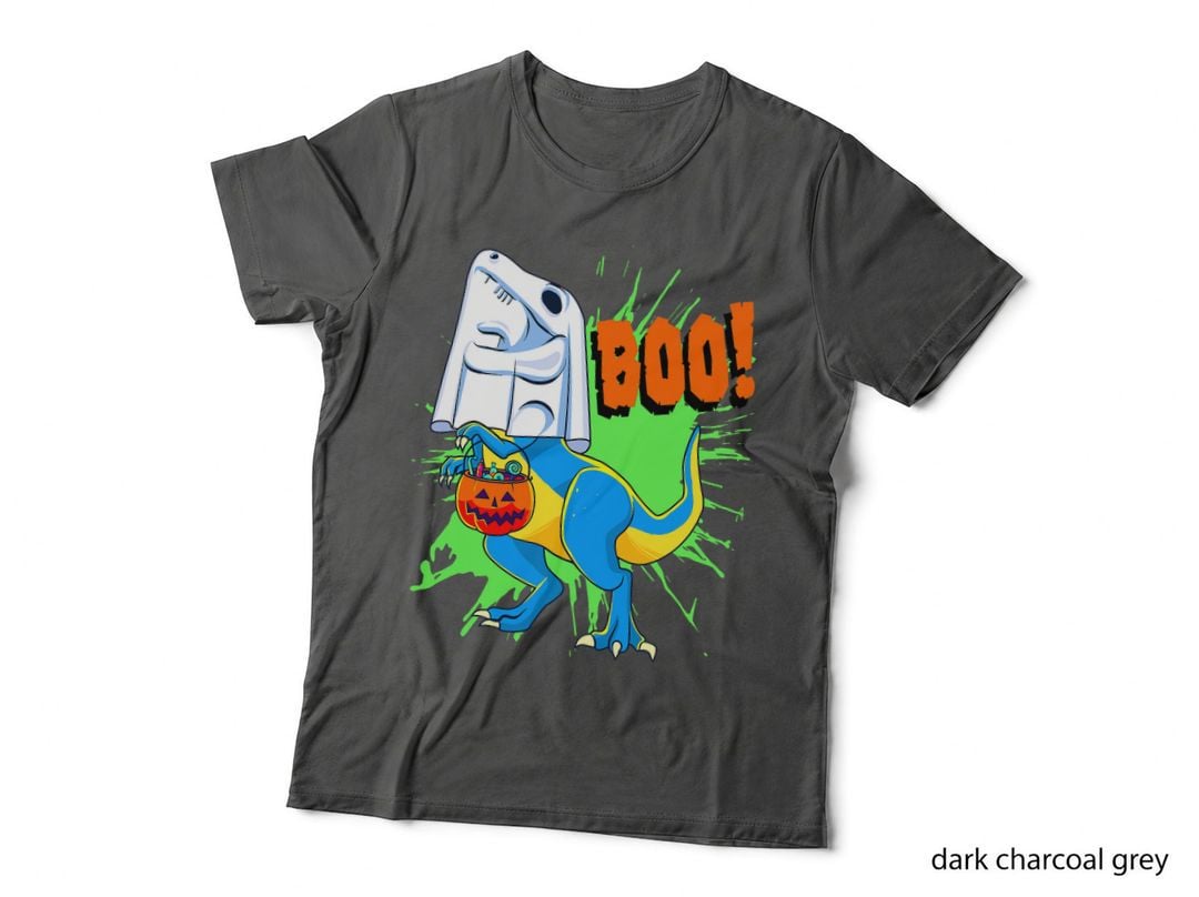 Dinosaur Halloween Funny T Rex Ghost Pumpkin Boo Trex Kids T-Shirt