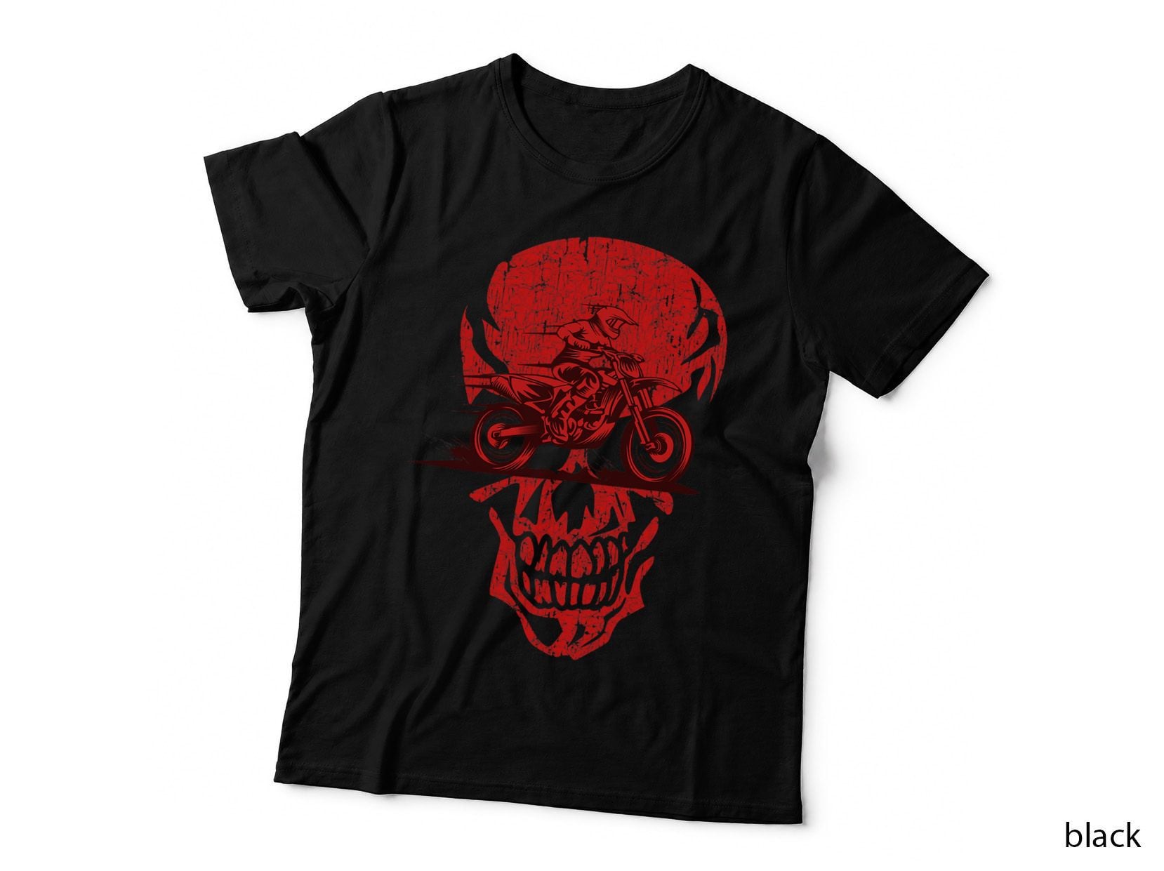 Dirt Bike Motocross Skull - Men's Biker Halloween Costume T-Shirt