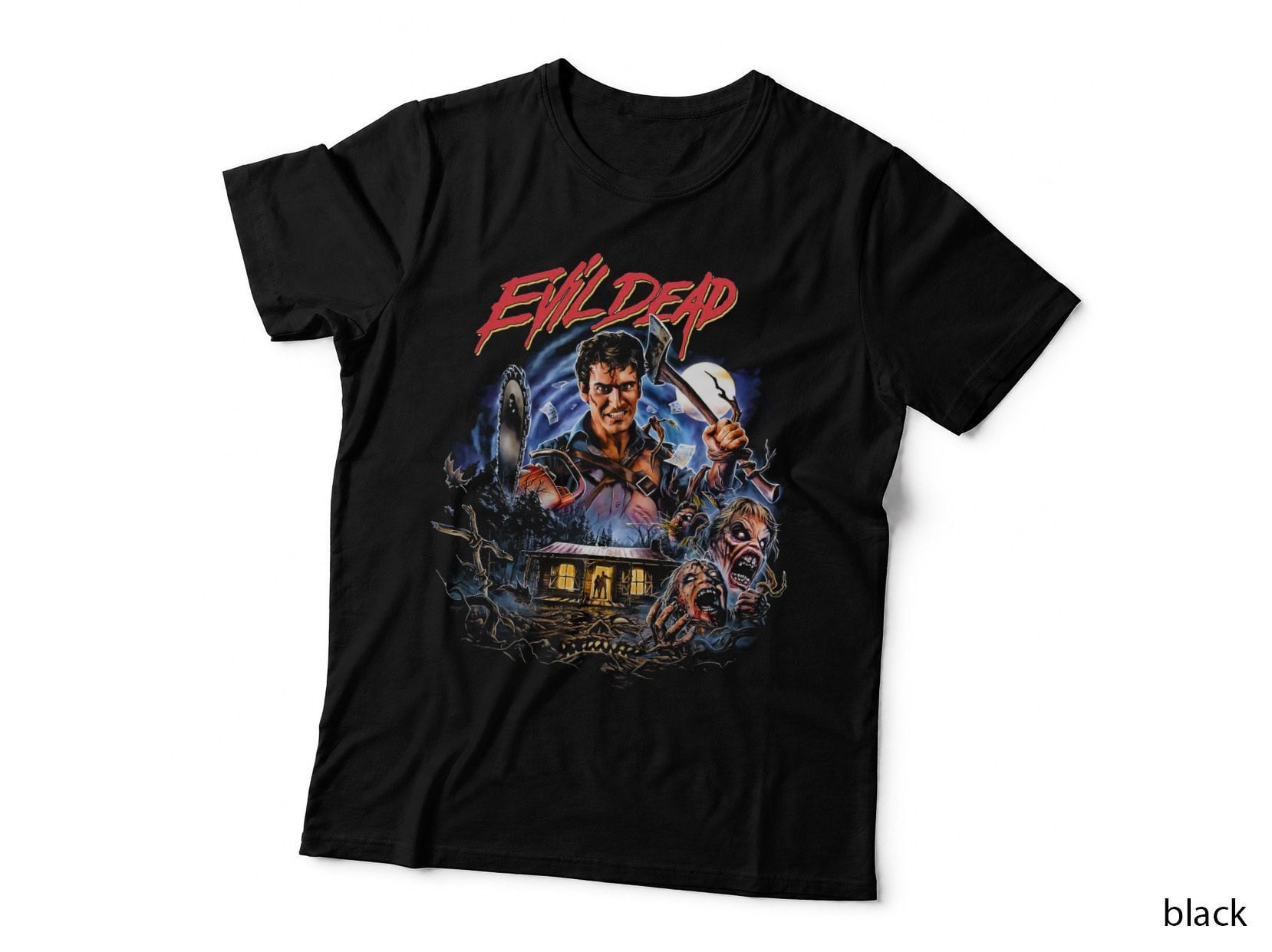 Evil Dead Horror Movie Fan T-Shirt, Ash Williams Print, Halloween Costume