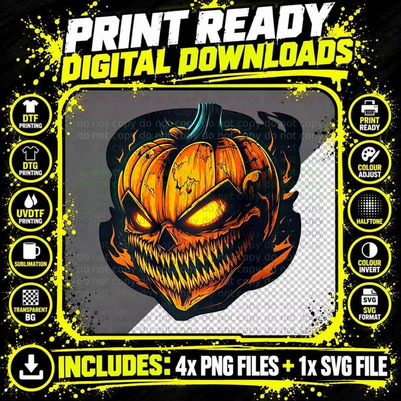 F0. NEW Batcheshalloweenhalloween-005Horror Evil Pumpkin Png SVG Digital Bundle