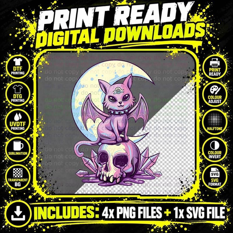 F0. NEW Batcheshalloweenhalloween-005Pastel Goth Wiccan Png SVG Digital Bundle