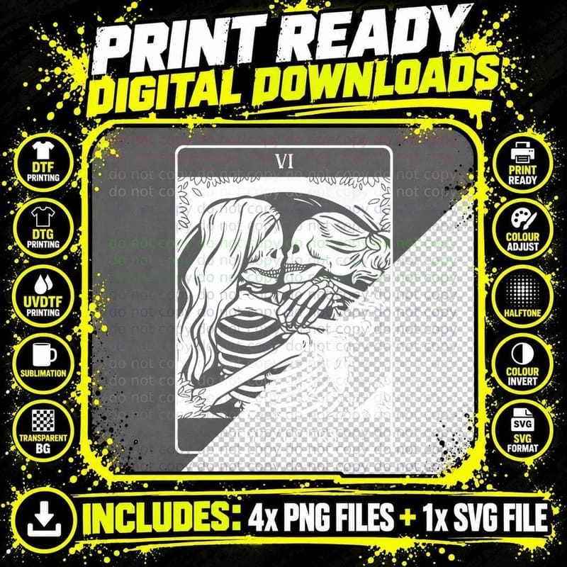F0. NEW Batcheshalloweenhalloween-005The Lovers Tarot Png SVG Digital Bundle