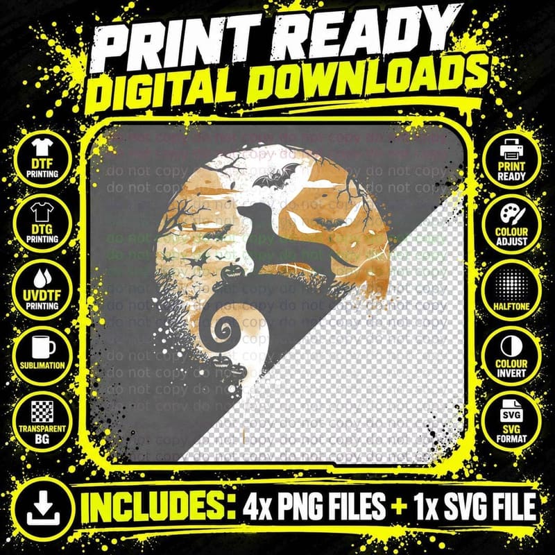 F0. NEW Batcheshalloweenhalloween-005Weiner Dog in the Png SVG Digital Bundle