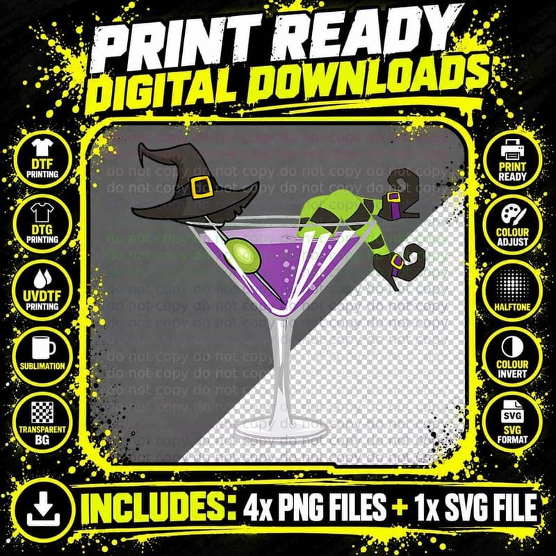 F0. NEW Batcheshalloweenhalloween-005Witch Swimming in Png SVG Digital Bundle