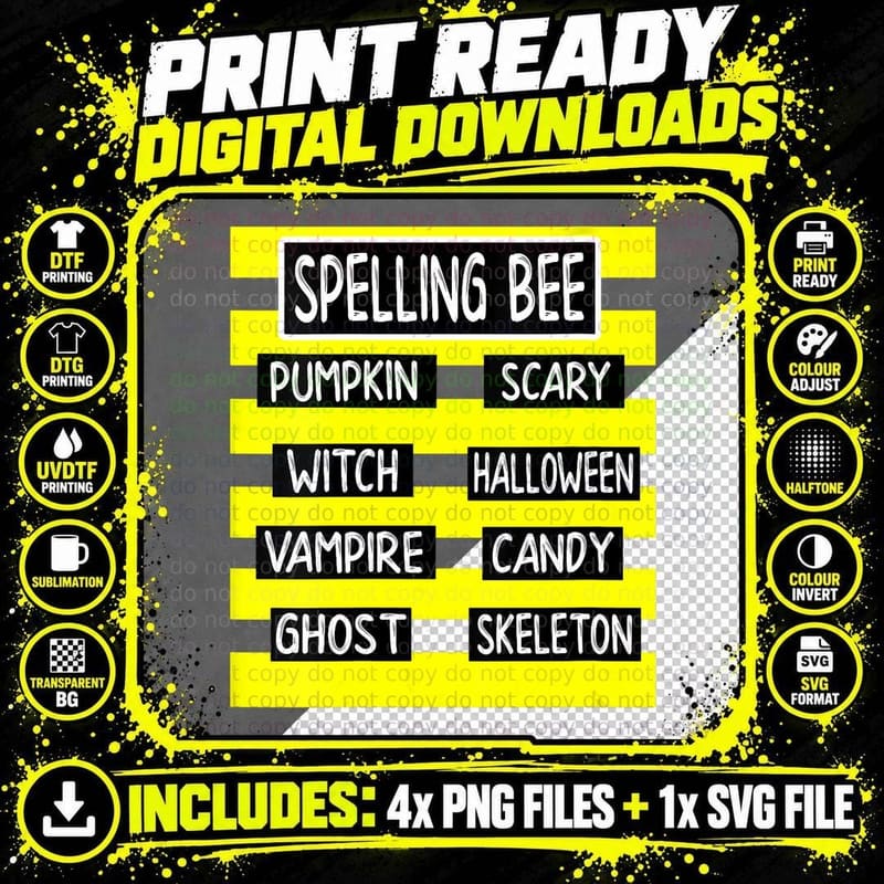 F0. NEW Batcheshalloweenhalloween-005Womens Spelling Bee Png SVG Digital Bundle