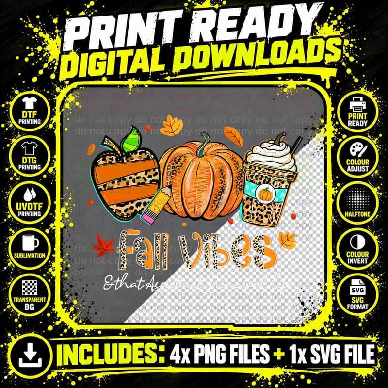 Fall Vibes & That Assistant Principal Life Pumpkin Png SVG Digital Bundle