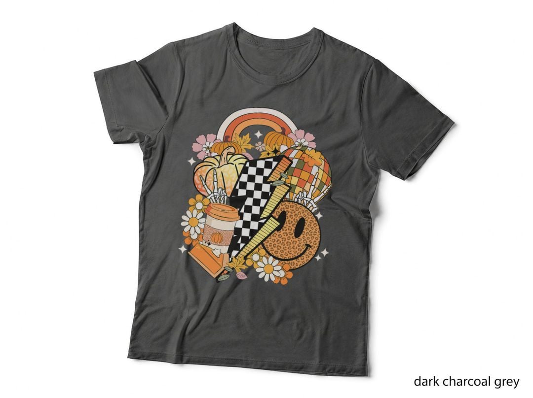 Fall Vibes Disco Balls Rainbow Coffee Latte Pumpkin Spice T-Shirt