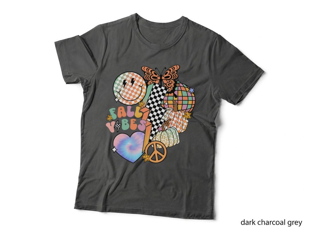 Fall Vibes Smile Face Disco Pumpkin Retro Groovy Autumn T-Shirt