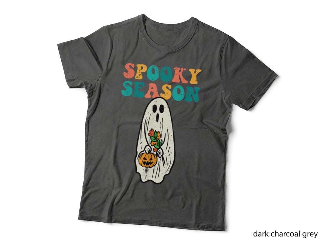 Floral Ghost Spooky Season Retro Halloween Men Women Kids T-Shirt