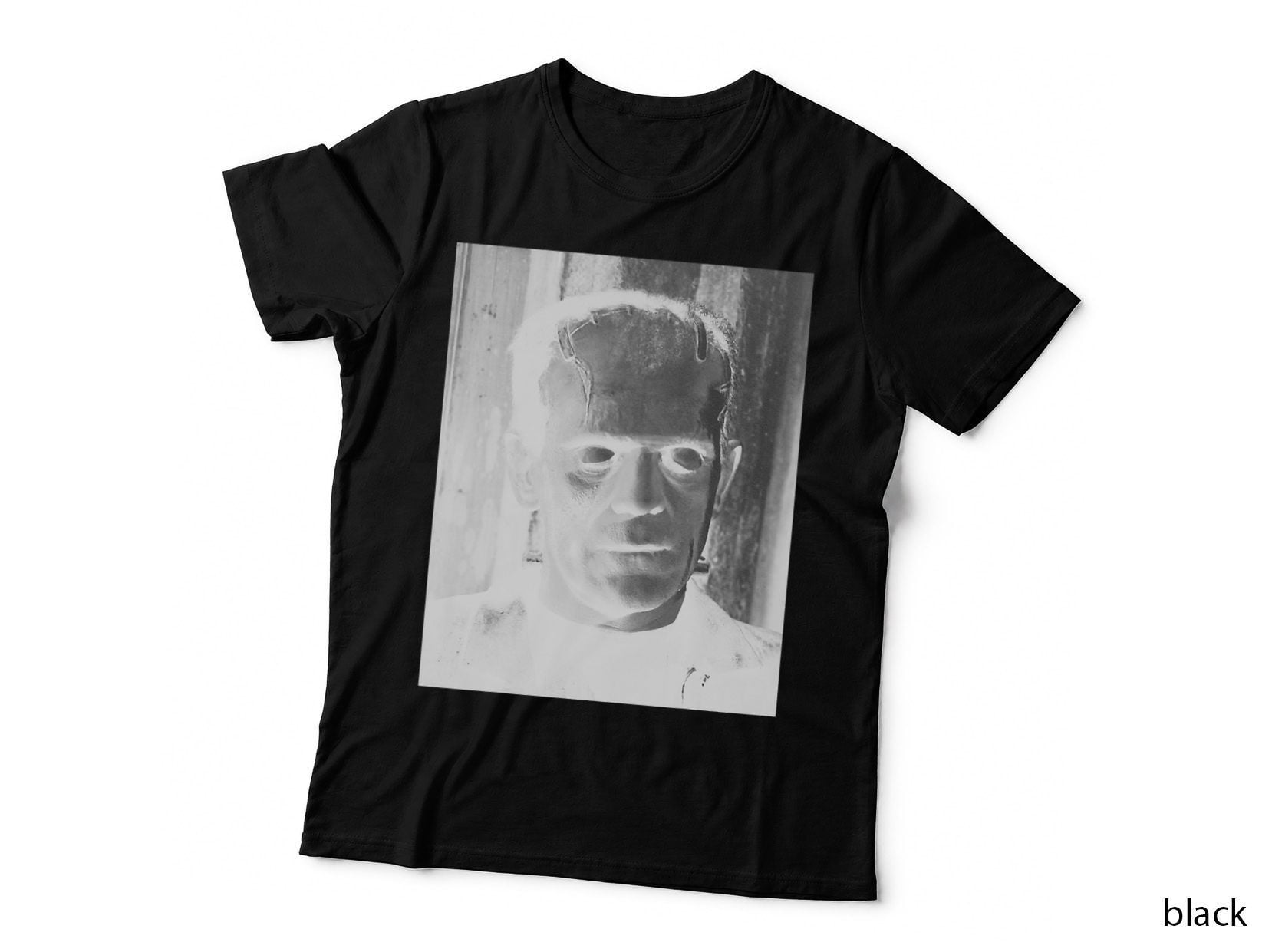 Frankenstein Horror T-Shirt, Classic Monster Black White Tee