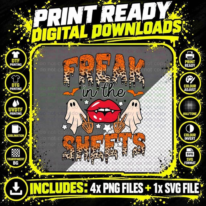 Freak in the Sheets Funny Halloween Boo Halloween Ghost Png SVG Digital Bundle