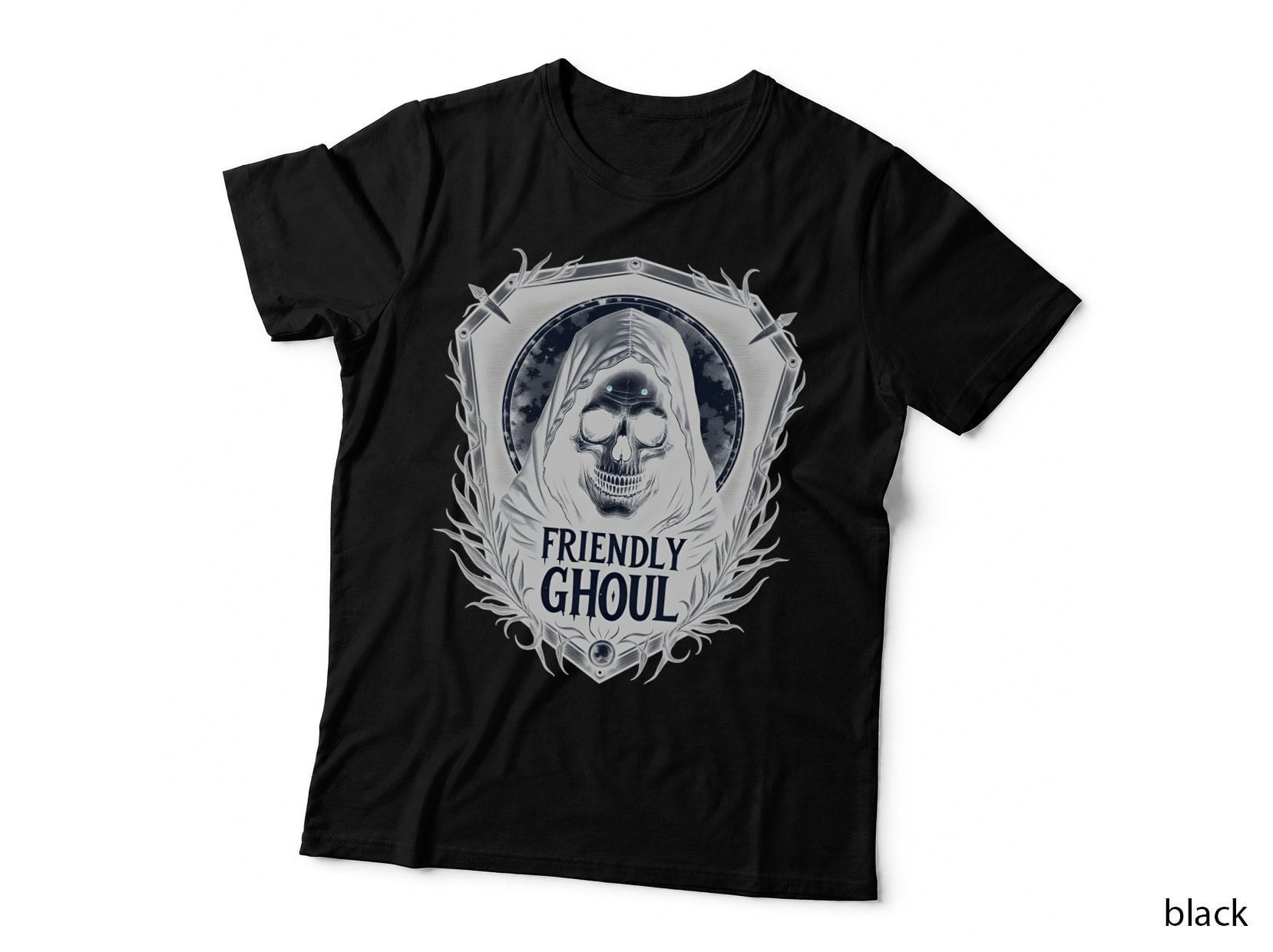 Friendly Ghoul Gothic Grim Reaper with Red Eyes Horror T-Shirt