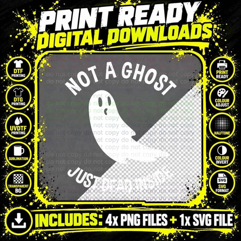 Funny Ghost Not a Ghost Just Dead Inside Halloween Png SVG Digital Bundle