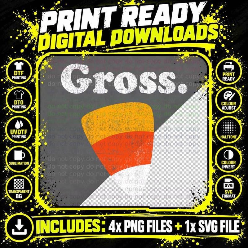 Funny Gross Candy Corn Halloween Retro 80's Anti Candy Png SVG Digital Bundle