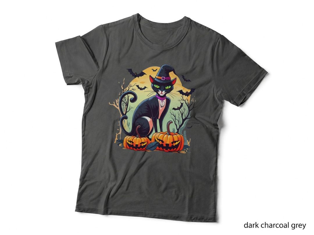 Funny Halloween Cat Costume Pumpkin Cat Black Cat Halloween T-Shirt
