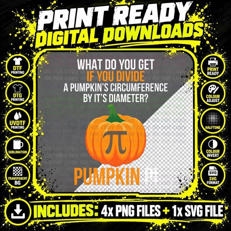 Funny Halloween Costume Math Teacher Pumpkin PI Men Png SVG Digital Bundle