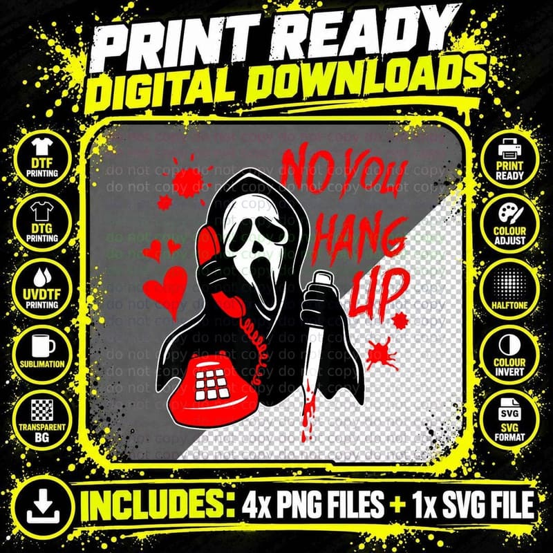 Funny No You Hang up Calling Ghost Scary Spooky Png SVG Digital Bundle