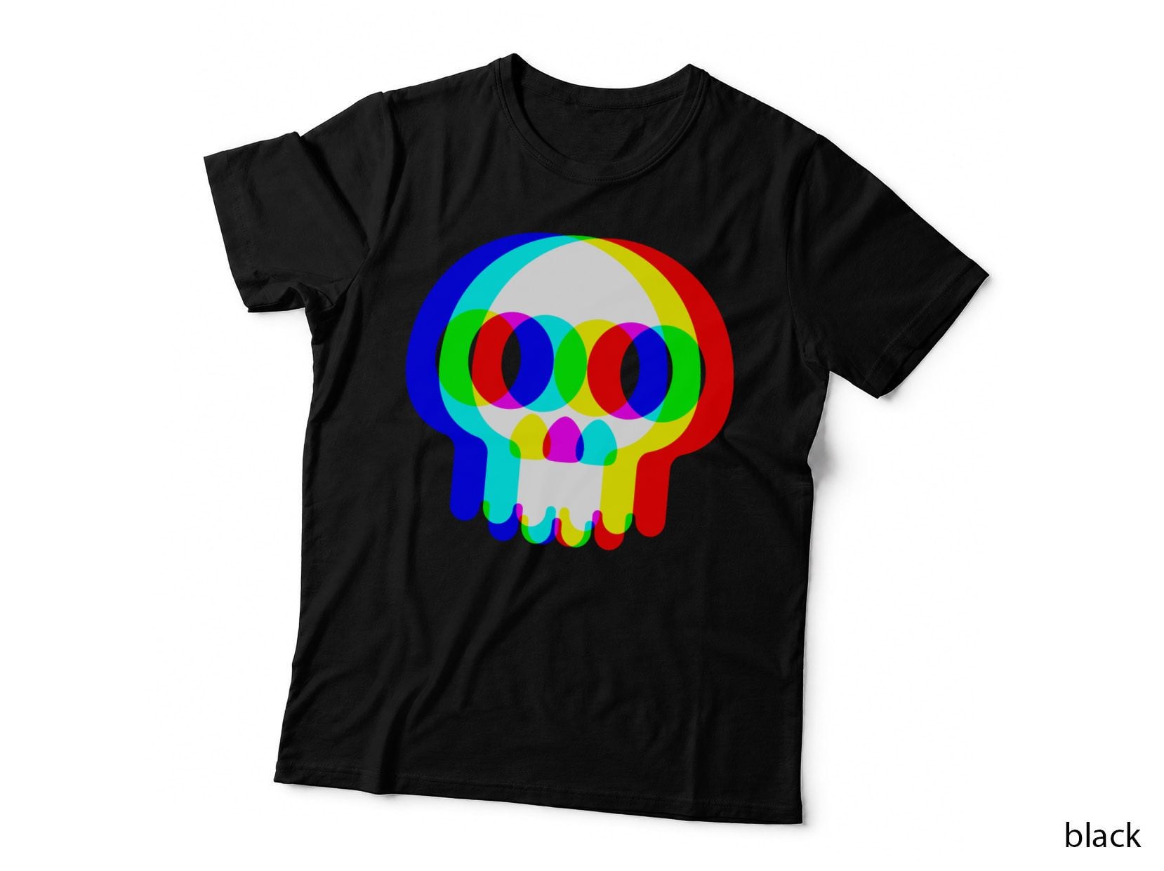 Funny Skull Trippy Vaporwave Halloween Techno Rave EDM Party T-Shirt