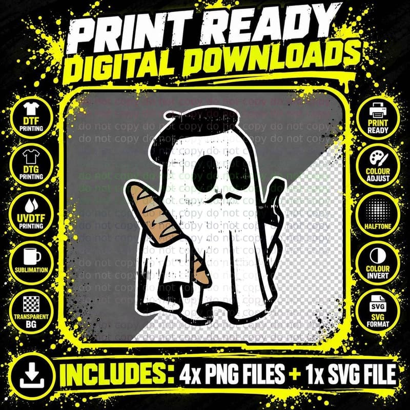 Ghost Bread Halloween Costume Funny Ghoul Spirit Men Png SVG Digital Bundle