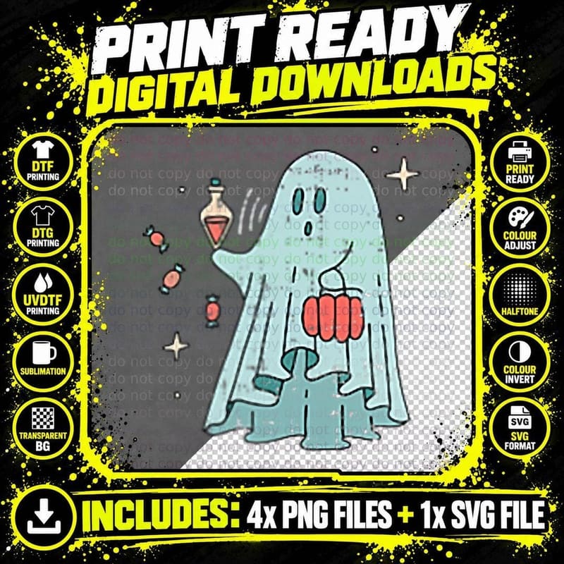 Ghost Fairy Pocket Halloween Costume Ghoul Spirit Men Png SVG Digital Bundle