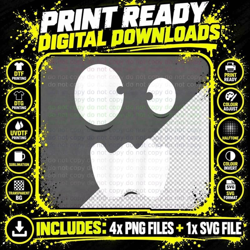Ghost Halloween Funny Scary Costume Gift Boy Girl Kid Png SVG Digital Bundle
