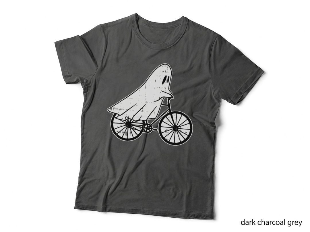 Ghost Riding Bicycle Halloween Costume Ghoul Biker Cyclist T-Shirt