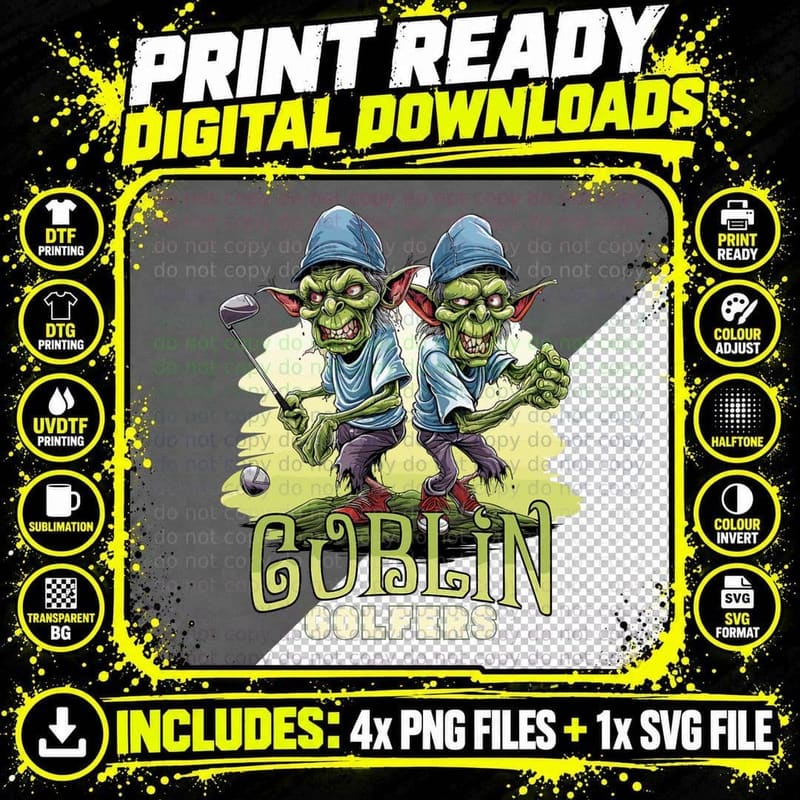 Goblin Golfers - Funny Halloween Golf Game for Men Women Png SVG Digital Bundle