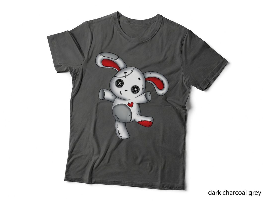 Goth Bunny Gothic Creepy Cute White Bunny Red Heart T-Shirt