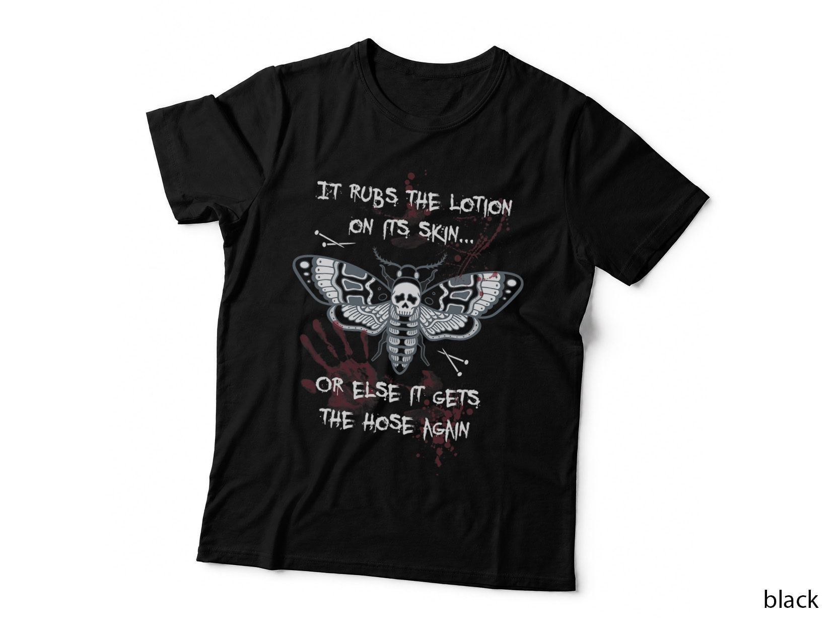 Gothic Horror Deaths Head Moth Slogan T-Shirt