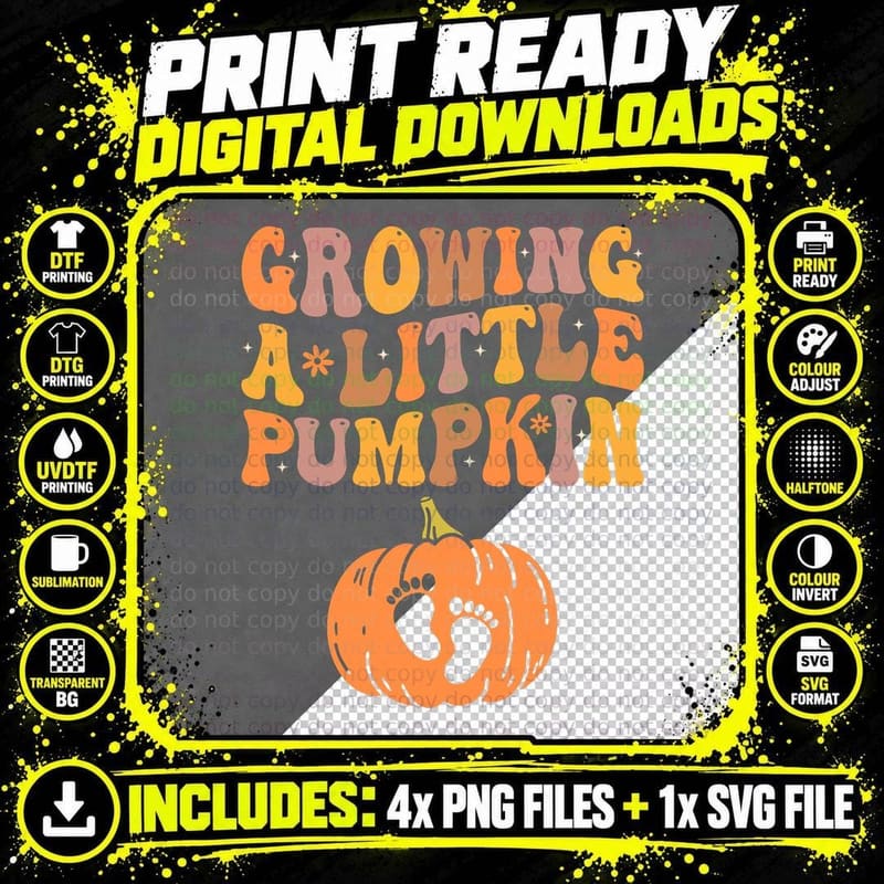 Growing a Little Pumpkin Pregnancy Announcement Png SVG Digital Bundle