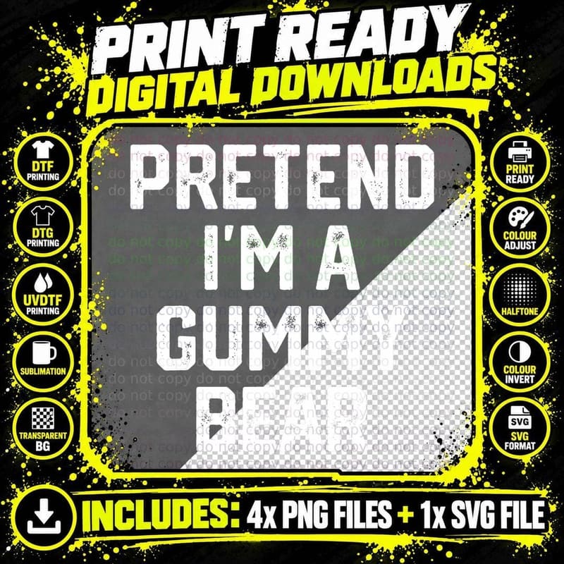 Gummy Bear Funny Lazy Halloween Costume Gift T-Shirt Png SVG Digital Bundle