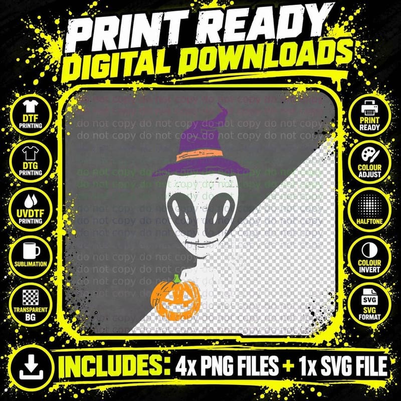 Halloween Alien Witch ET UFO Space Costume Men Women Png SVG Digital Bundle