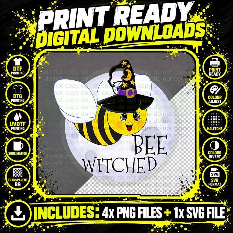 Halloween Bee Costume Funny Bee Witched Clothes Adult Png SVG Digital Bundle
