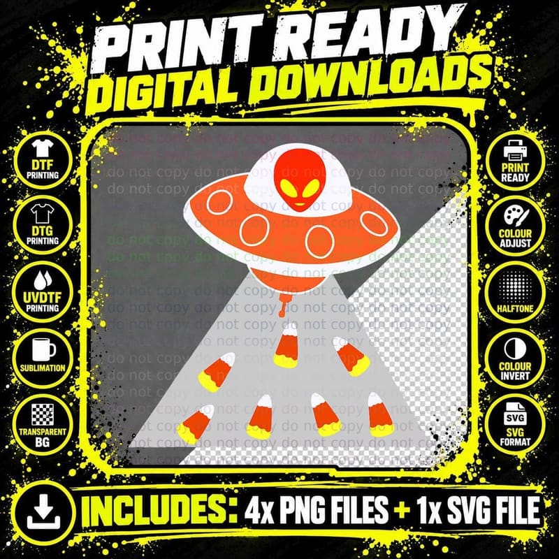 Halloween Candy Alien Corn T-Shirt Png SVG Digital Bundle
