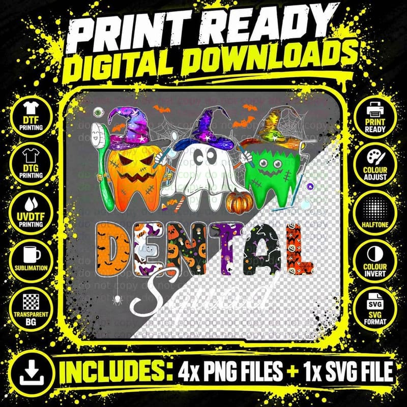 Halloween Costume Funny Dental Squad Dentists Men Women Png SVG Digital Bundle