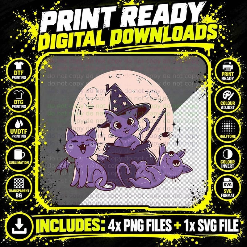 Halloween Costume Pastel Goth Cat Girl Women Halloween Png SVG Digital Bundle